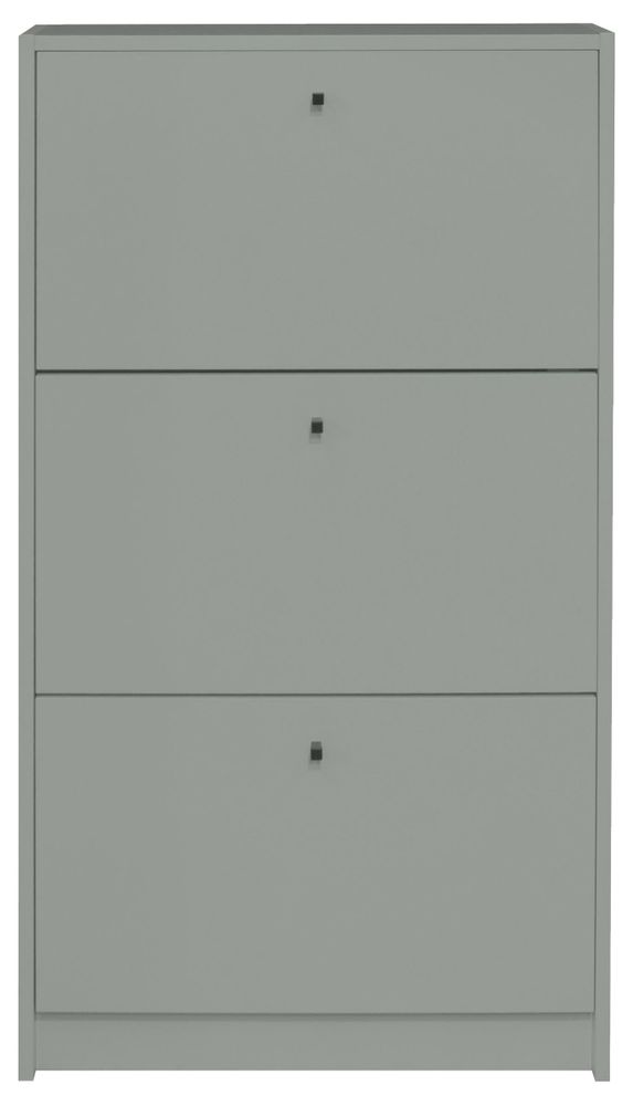 Schuhkipper "Flap" pine green matt lack – Schuhkipper für Garderobe mit 3 Klappen und platzsparender