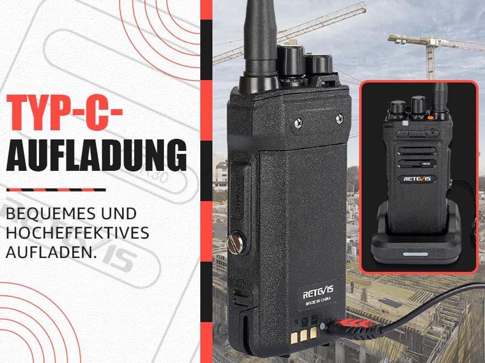 Retevis NR630 Professionelles Funkgeräte, Großer Reichweite Walkie Talkie, IP67 wasserdicht,2800 mAh,Gruppengespräch,für Amateurfunker, Logistik