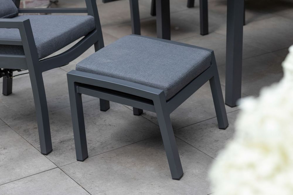 Fußhocker Sevilla - uni anthrazit - Aluminiumgestell