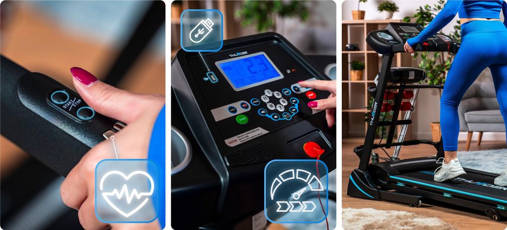 Laufband Thunder ICON-D-BLACK 115x42cm 17km/h FitShow klappbar Bluetooth