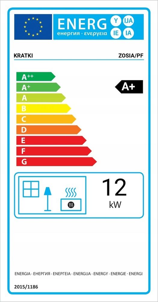 Gusseisen Kamineinsatz KRATKI PRO ZOSIA 12 kW Ø 200 EKO Montagesatz