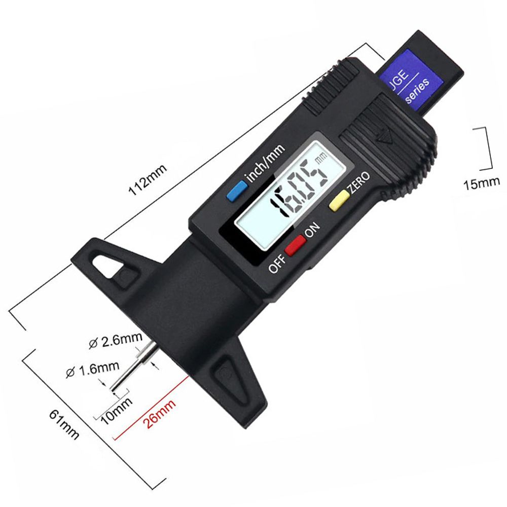Reifenprofiltiefenmesser Reifen Profiltiefenmesser Reifenprofilmesser Digital LCD Display Auto Tiefenmesser Profilmesser Messgerät PKW LKW 0–28mm Reto