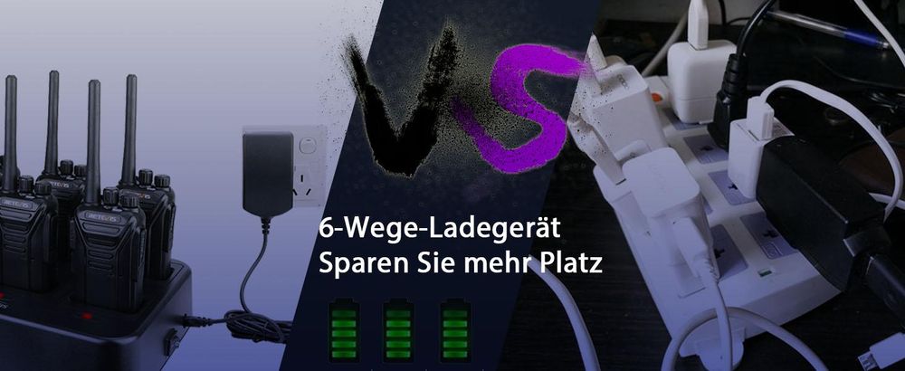 Retevis RT27 Funkgeräte, PMR446 Walkie Talkie mit 6-Wege-Ladegerät CTCSS/DCS, VOX, Lizenzfrei Wiederaufladbares für Baustelle, Sicherheit, Schule