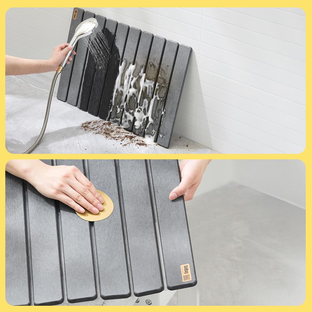 SoBuy Stein Badematte Kieselgur-Duschmatte super saugfähig rutschfest leicht zu reinigen geeignet für Badezimmer Schlafzimmer Grau 59 x 39 cm SDA10-HG
