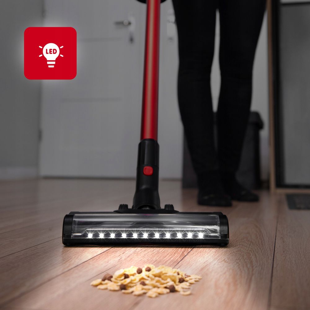 LEHMANN Akkustaubsauger kabellos, 12 kPa, beutellos, HEPA-Filter, LED-Bürste, 3in1 Zubehör, leise, 45 Min Laufzeit, für Tierhaare & Allergiker