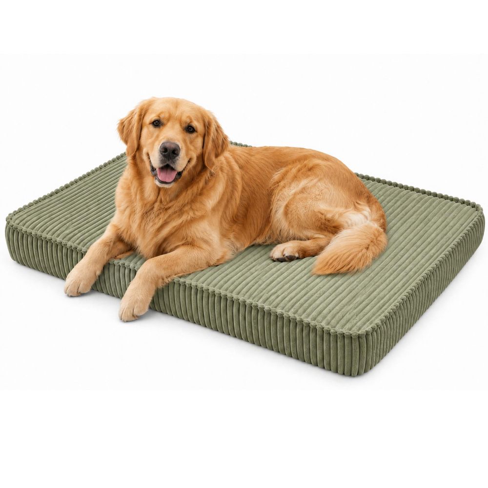 HUNDEBETT HUNDEKISSEN HUNDEMATTE CORD XL 120x80 CM Hellgrün