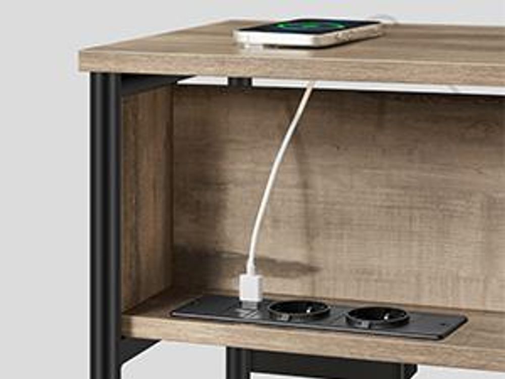 VASAGLE Beistelltisch (1-St), mit Steckdose, 2 AC-Anschlüsse, 2 USB-Anschlüssen