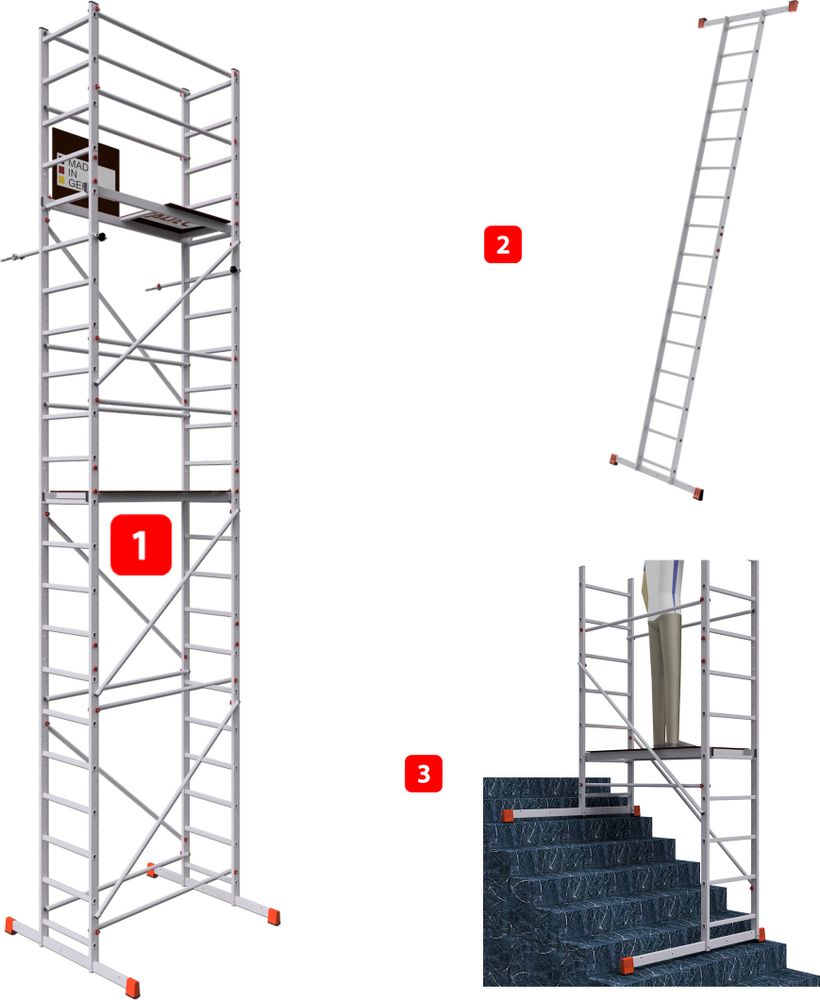 ALTEC AluCombine 3.0 - 600 | 6m | Alu Standgerüst für Heimwerker mit Traverse & Wandanker | EN131 | Baugerüst Montagegerüst Anlegeleiter