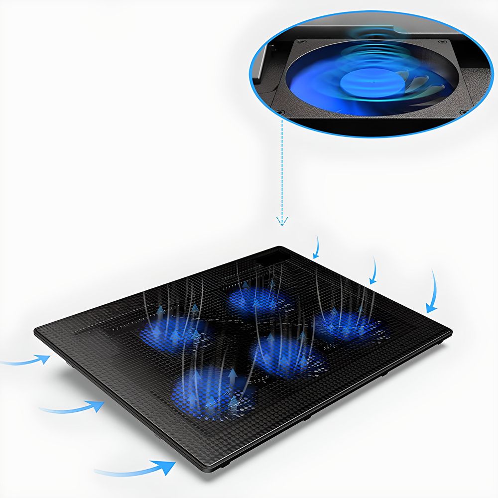 Notebook Laptop Kühler Ständer mit 5 x LED Beleuchtet Lüfter 2 USB Unterlage 12-17 Zoll USB-Stromversorgung PS4 Pro Playstation 4 Cooler Retoo