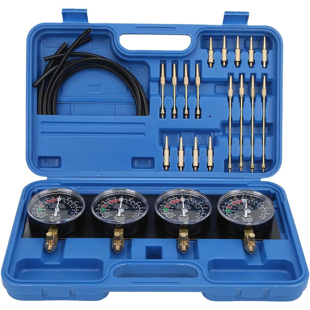 LUXTOM | Synchrontester, 25tlg, Vakuumtester, Unterdruck Tester, Benzinpumpe mit Schlauch, Synchrontestgerät einstellen