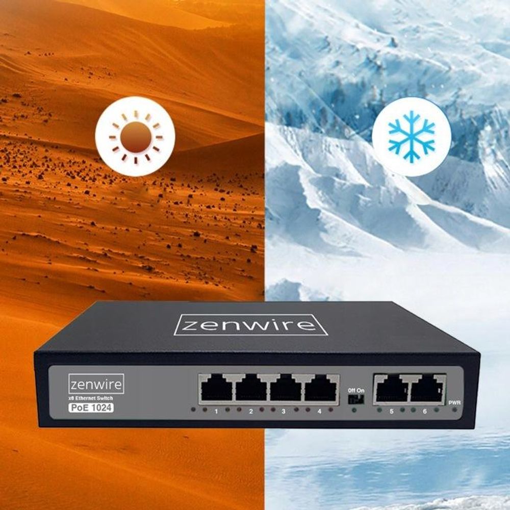 Switch, Netzteil , ZENWIRE, Verteiler, 6-Port-POE-LAN-Switch mit 4 Ethernet-RJ45-Anschlüssen
