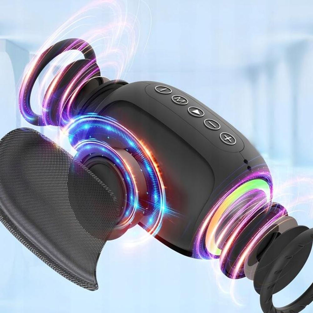 Setty Bluetooth-Lautsprecher Mini-Tubus RGB GB-800 5W Tragbarer Bluetooth 5.0 Speaker, microSD, USB, Radio Schwarz