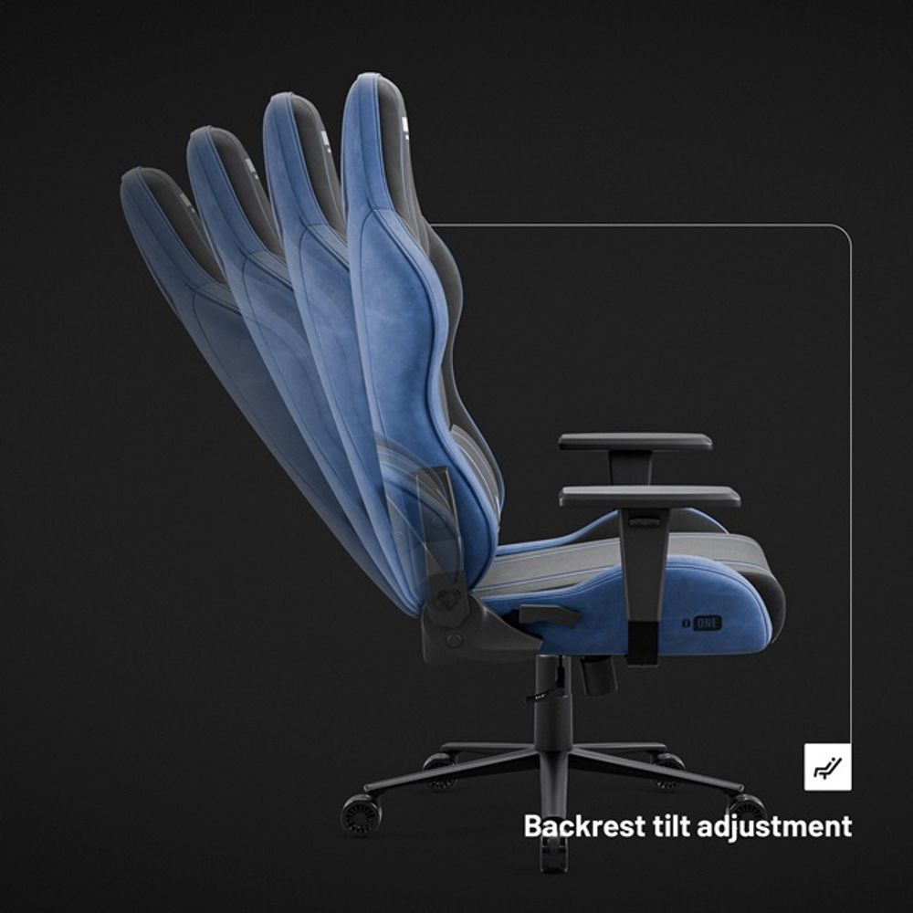 Diablo X-One 2.0 Gaming Stuhl Stoffbezug Bürostuhl Schreibtischstuhl Wippfunktion Lendenkissen Kopfstütze Belastbar bis 150 kg Night-Blue Normal L