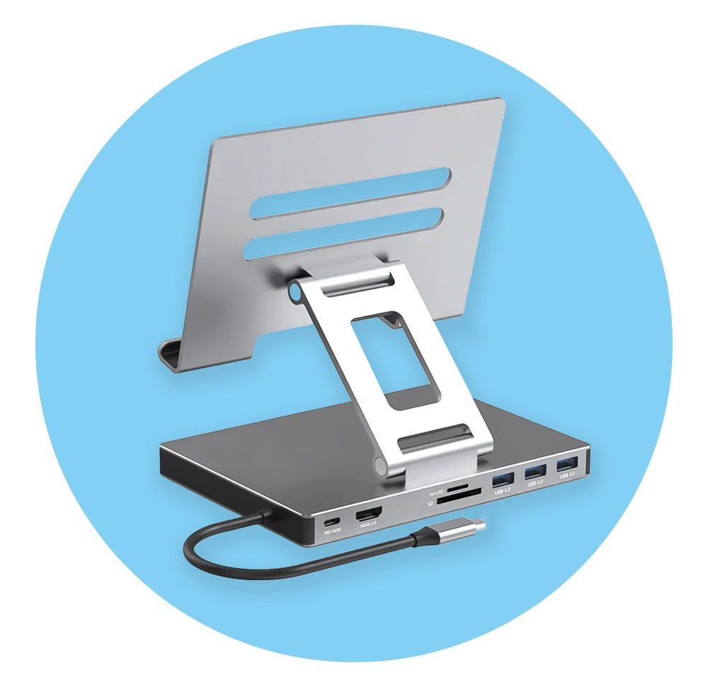Reagle Tablet Ständer mit Docking Station Hub HDMI PD USB C Höhenverstellbarer Aluminium