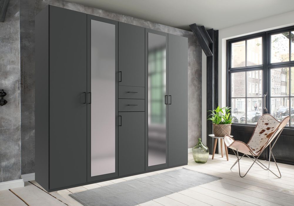 Dillingen Schlafzimmer-Set – Kleiderschrank-Set mit 6 Drehtüren und 2 Spiegeln
