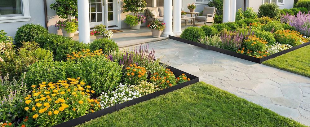 VEVOR Rasenkante, 10er-Pack, 1016x114,3 mm, Beeteinfassung mit 11 Befestigungsclips, Beetbegrenzung aus Verzinktem Stahl, Rasenbleche, Mähkante, Metall Palisade für Blumenbeete & Gartenwege, Schwarz