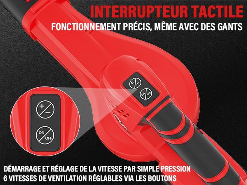 TEENO Souffleur de Feuilles Rechargeable, 21 V, 4,0 Ah, 6 Modes de Vitesse, Vitesse du Vent jusqu'à 210 km/h, Tuyau de soufflage Amovible
