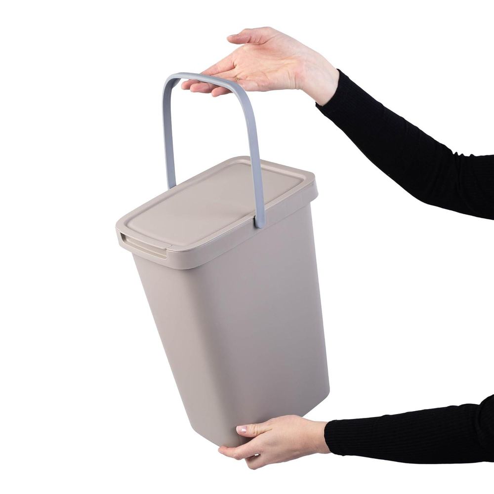 KADAX Abfallbehälter mit Deckel und Griff, Abfalleimer aus Plastik, Mülleimer für die Mülltrennung (Braun, 12L)