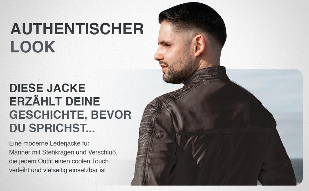 PAULGOS Herren Lederjacke Echtes Leder Jacke Echtleder Übergangsjacke Fashion in 5 Farben Gr. S-7XL Design 1