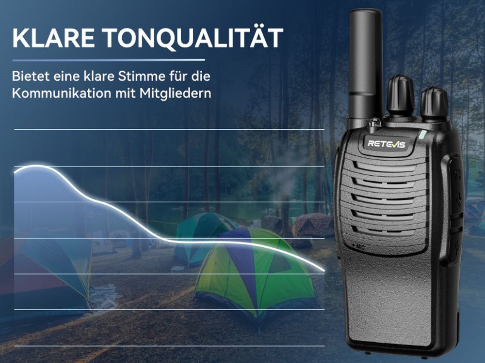 Retevis H777 Funkgerät, Walkie Talkie mit 6 Fach Ladegerät, Taschenlampe, Ein-Klick-Alarm, Frequenzbindung mit Einem Klick, VOX, Robust, Walkie Talkie