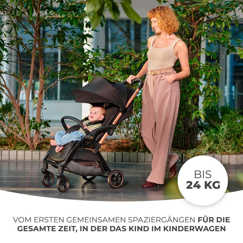 Kinderkraft APINO Buggy - Kinderwagen - Belastbar bis 24 kg - 7,5 kg leicht - AUTO FOLDING - Verstellbare Rückenlehne - Große Räder - Beige