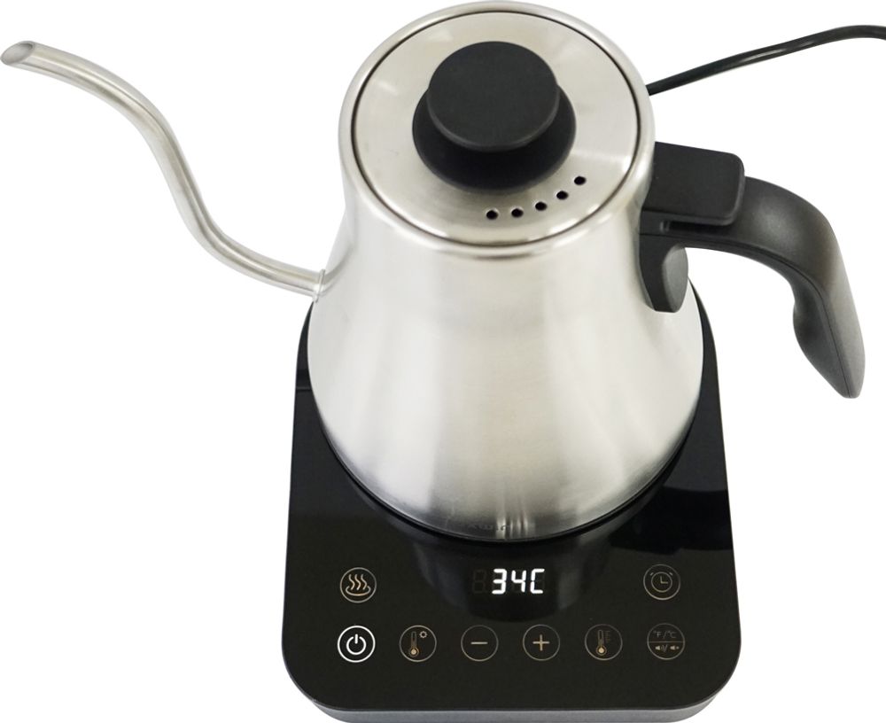 Greenmigo 1L Schwanenhals Wasserkocher,Temperaturregelung für Kaffee und Tee,Display mit Temperaturanzeige,BPA-frei,Edelstahl,1000W Schnelles Aufheize
