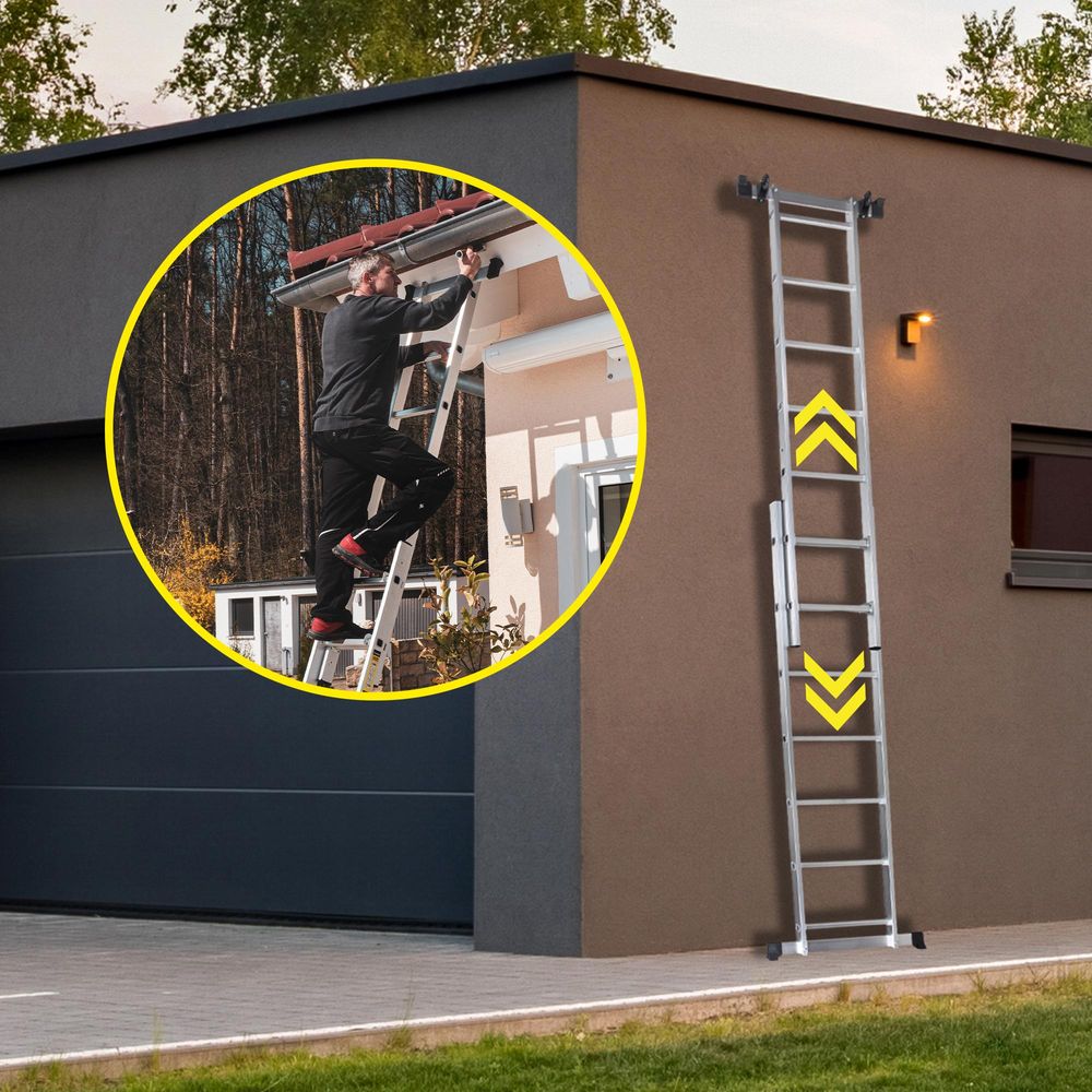 Craftfull Leitergerüst CF-103A | 4in1 Multigerüst aus Aluminium - Multifunktion - Anti-Rutsch-Rollen - Gerüst - Bis 150 Kg (1.95 Meter 7 Sprossen)