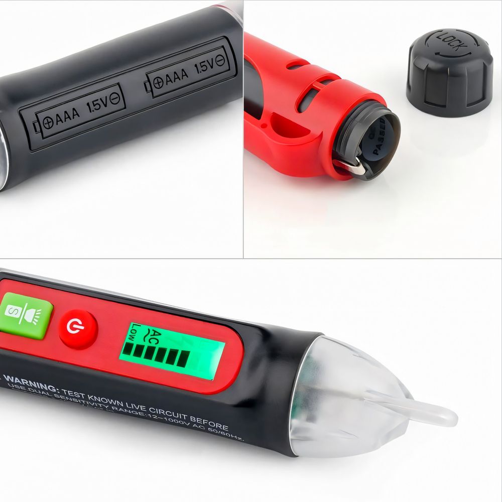Berührungsloser Spannungsprüfer, Multimeter, LED-Anzeige, AC DC Spannungsmesser, Automatiktaschenlampe, Dectetor, Sensor 12-1000V Retoo