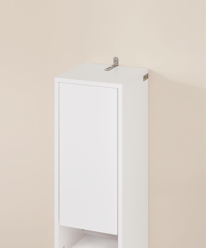 SoBuy Badezimmerschrank Hochschrank für kleine Bäder mit verstellbaren Einlegeböden Platzsparender Schmal Badschrank für Waschbecken Weiß BZR34-II-W