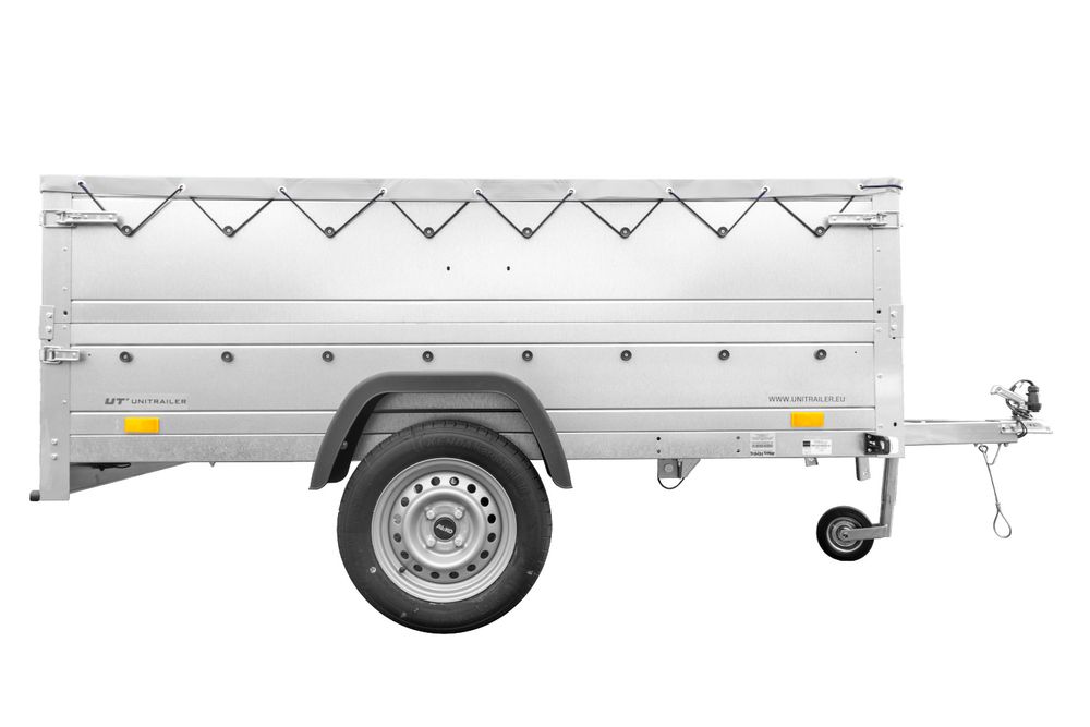 Faltbarer Anhänger GARDEN TRAILER 230 KIPP mit zusätzlichen Bordwänden, Stützrad und Flachplane