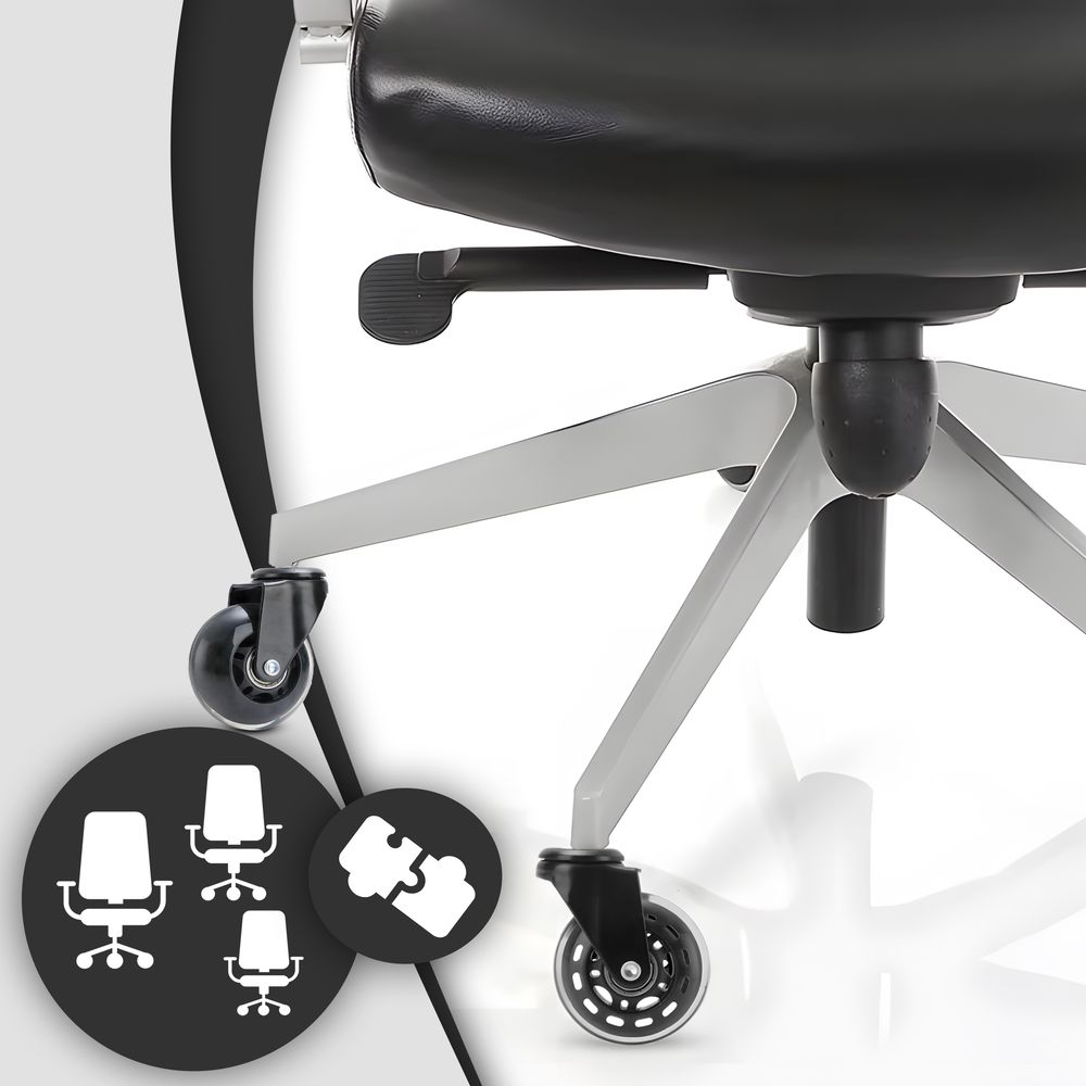 5er Bürostuhlrollen für Teppich- Parkettböden, Weichboden und Hartboden, Bürostuhl Rollen, Ersatzrollen, Ersatz Bürostuhlrollen Set, 75mm 360° Retoo