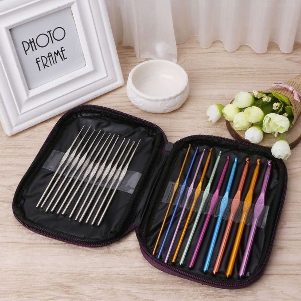 22er Häkelhaken Set aus Aluminium mit Tasche Häkelnadeln Mini Häkeln Stricknadeln Stricken für Kinder ab 8 Jahren Bunte Nadeln Ergonomische Retoo