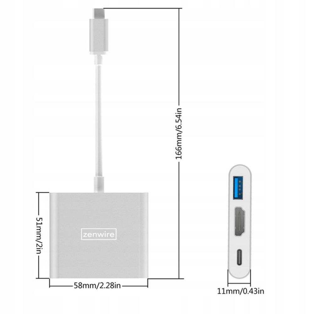Adapter - 3-in-1 USB-C 3.1 Hub - HDMI 4K - MHL - Power Delivery 100 W - für Apple MacBook