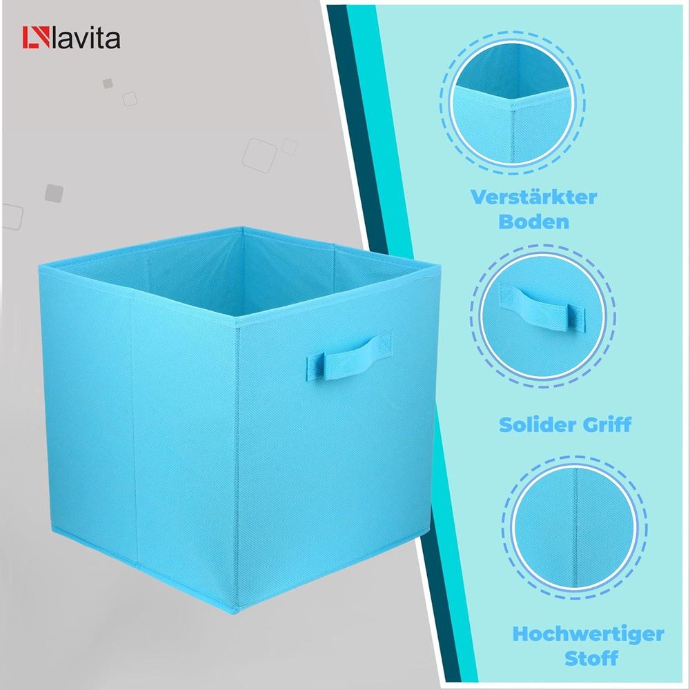 Lavita Storage Box | faltbare Aufbewahrung Boxen 31 x 31 x 31 cm | Schubladen-Organizer Box| Ordnungssysteme für Kleidung | Kleideraufbewahrung & Organisation | Türkis | 6 stück