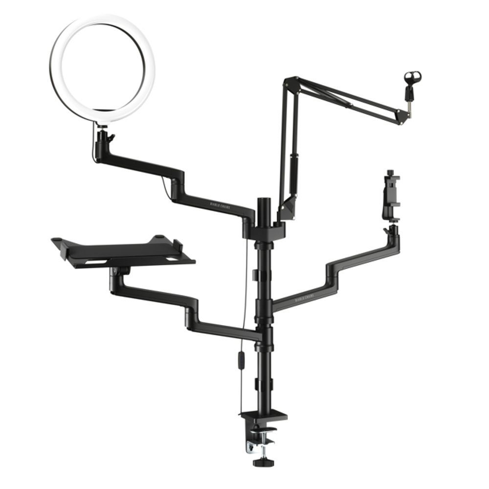 Diablo Vlogging-Kit - Mikrofonhalter, Monitorhalter, Telefonhalter für Streamer, Gamer mit LED-Licht - YouTube Starter Set