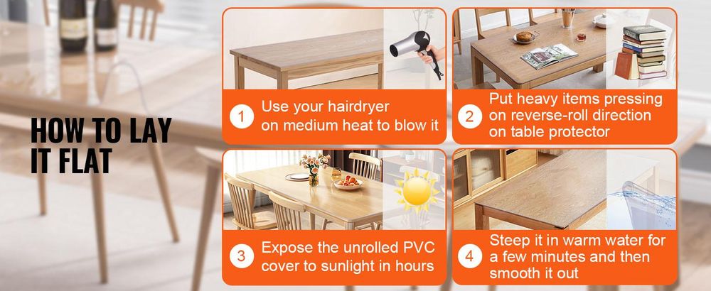 VEVOR Kunststofftischdecke, 42 x 96 Zoll 1,5 mm dicke klare Tischschutzmatte, rechteckige PVC-Schreibtischunterlage, wasserdicht & leicht zu reinigende Tischdecke, für Büromöbel Esstisch Nachttisch, 1,5 mm-c, 914x1372 mm