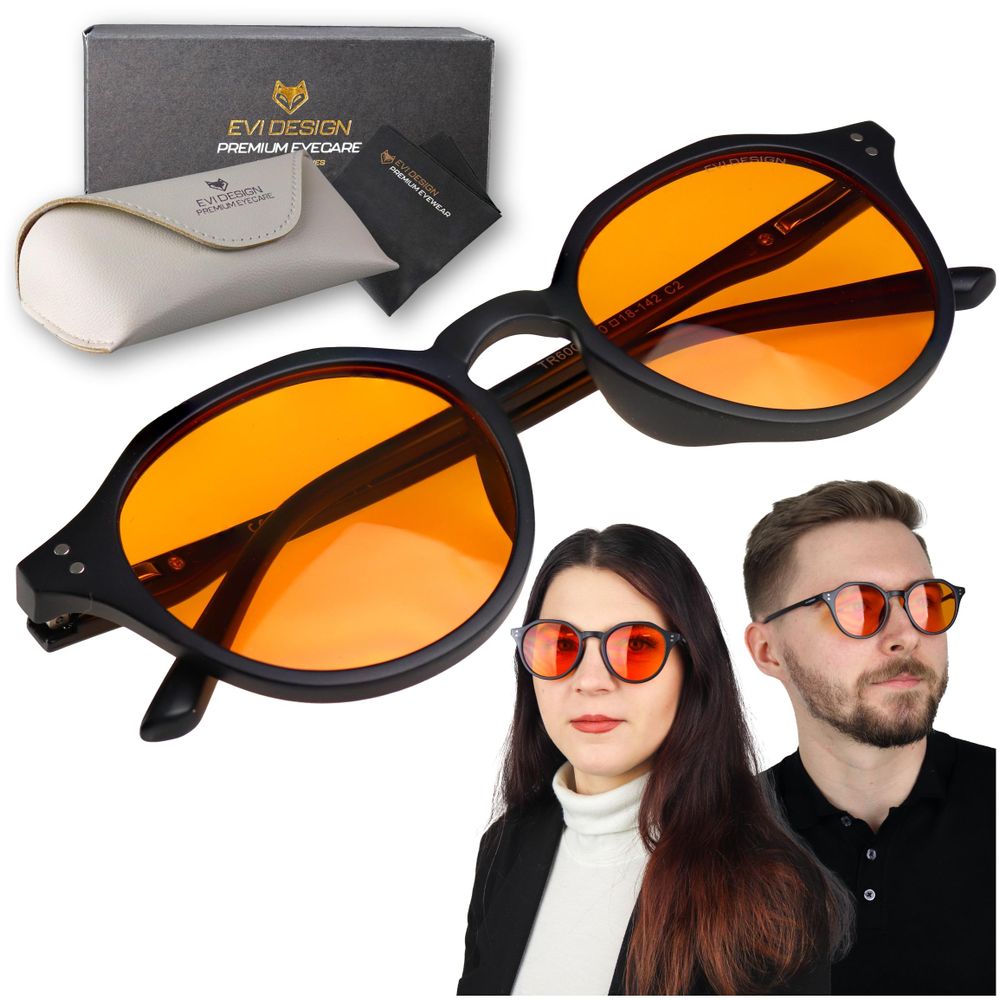 Computerbrille mit Blaulichtfilter Rund Oval Schwarz Arbeitsplatzbrille Anti-Blaulicht Brille 99%