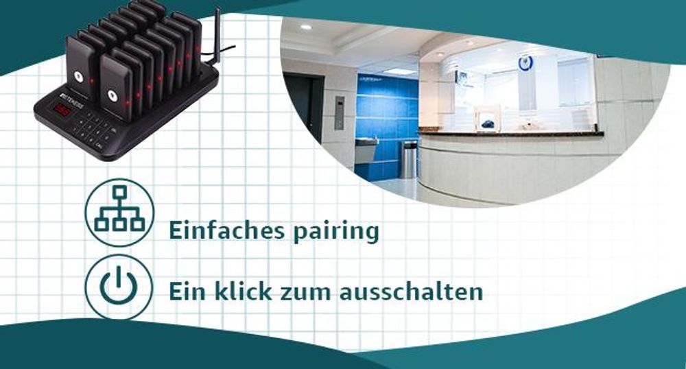 Retekess TD157 Restaurant Pager System, 16 Pagers, 500M Pager Rufsystem, 2 Rufmod, 24H, Pager Pieper für Food Court, Hotel, Café, Bar, 998 Kanäle