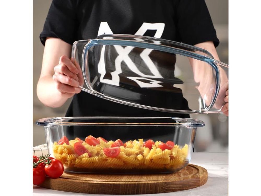 KADAX Glasbräter "Acri", Auflaufform mit Deckel, feuerfestes Gefäß, Glasauflaufform, Rechteckig, 5.8L