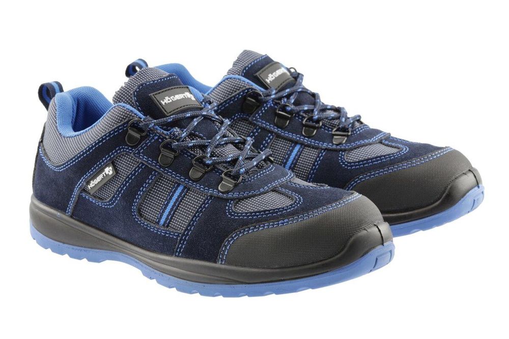 Sicherheitsschuhe PLAUER SB SRA, Stahlkappe 200 J, Veloursleder mit Reflexelementen, marineblau/blau, Gr. 43 – Art. HT5K572 | Högert Technik
