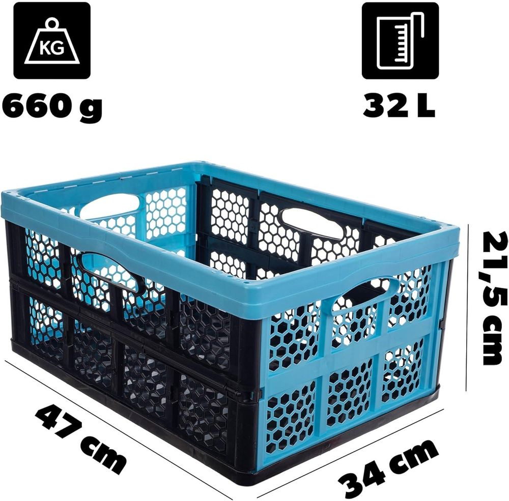 KADAX faltbare Kofferraumbox, Einkaufskorb, Faltbehälter, 32 l, groß, stabil