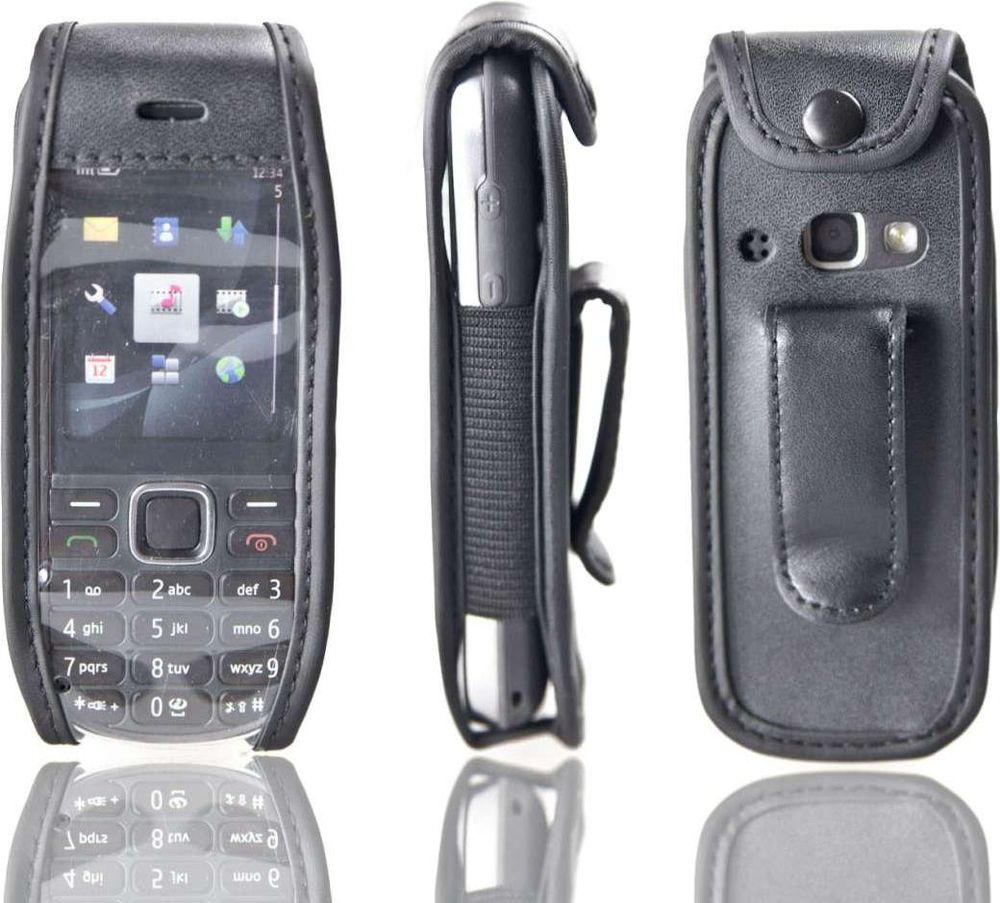 caseroxx Ledertasche mit Gürtelclip kompatibel mit Nokia 3720 aus Echtleder, Tasche mit Gürtelclip und Sichtfenster