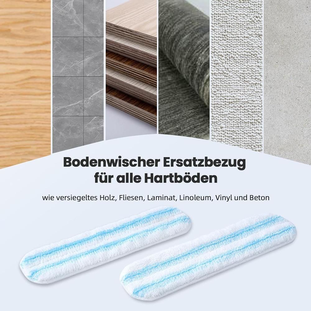 Juksun Wischmopp Ersatzbezüge 10 Stück für Vileda H2PrO Mikrofaser waschbar blau weiß wiederverwendbar Hartböden