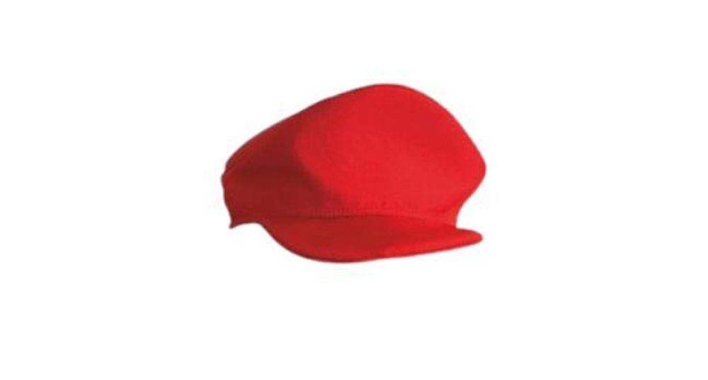 Klempner-Latzhose in blau mit roter Mütze – Blaues Outfit für kleine Handwerker (104)