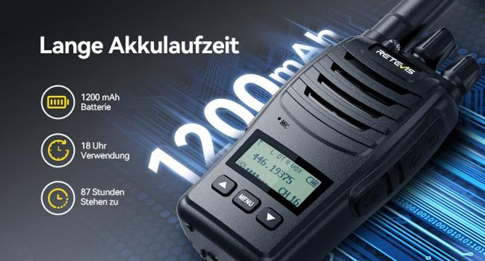 Retevis H777D Funkgeräte Professional, Walkie Talkie mit 10-Wege-Ladegerät, PMR Funkgerät LCD-Display, 1200 mAh Akku, Typ-C-Ladung, für Sicherheit