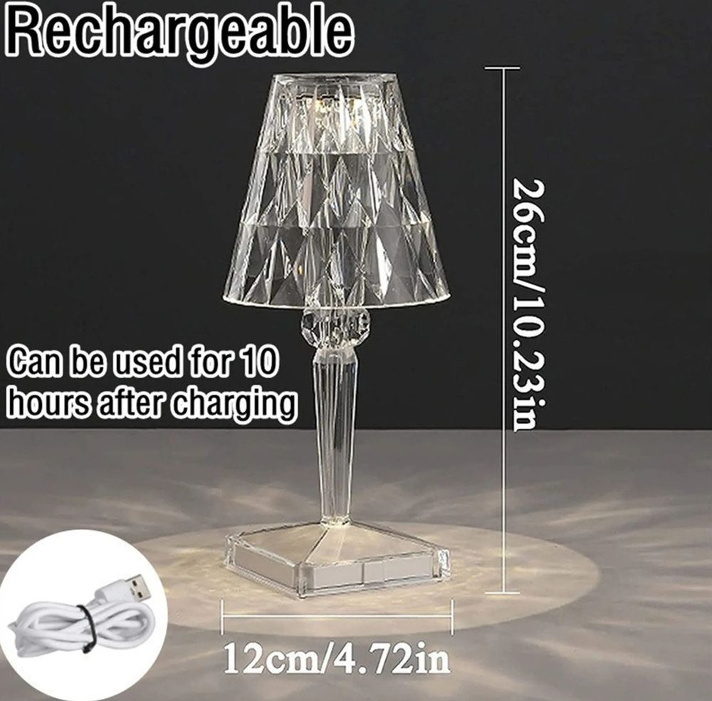 2X USB Diamant Tischlampe Acryl Dekoration Licht für Bar Schlafzimmer Nachttisch Kaffee Kristall LED Schreibtischlampen Geschenk Nachtlichter Beleuchtung