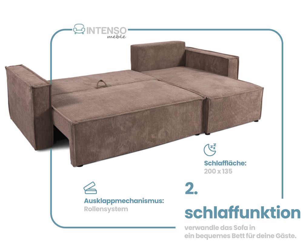 Intenso Ecksofa mit Schlaffunktion Innez, Grun