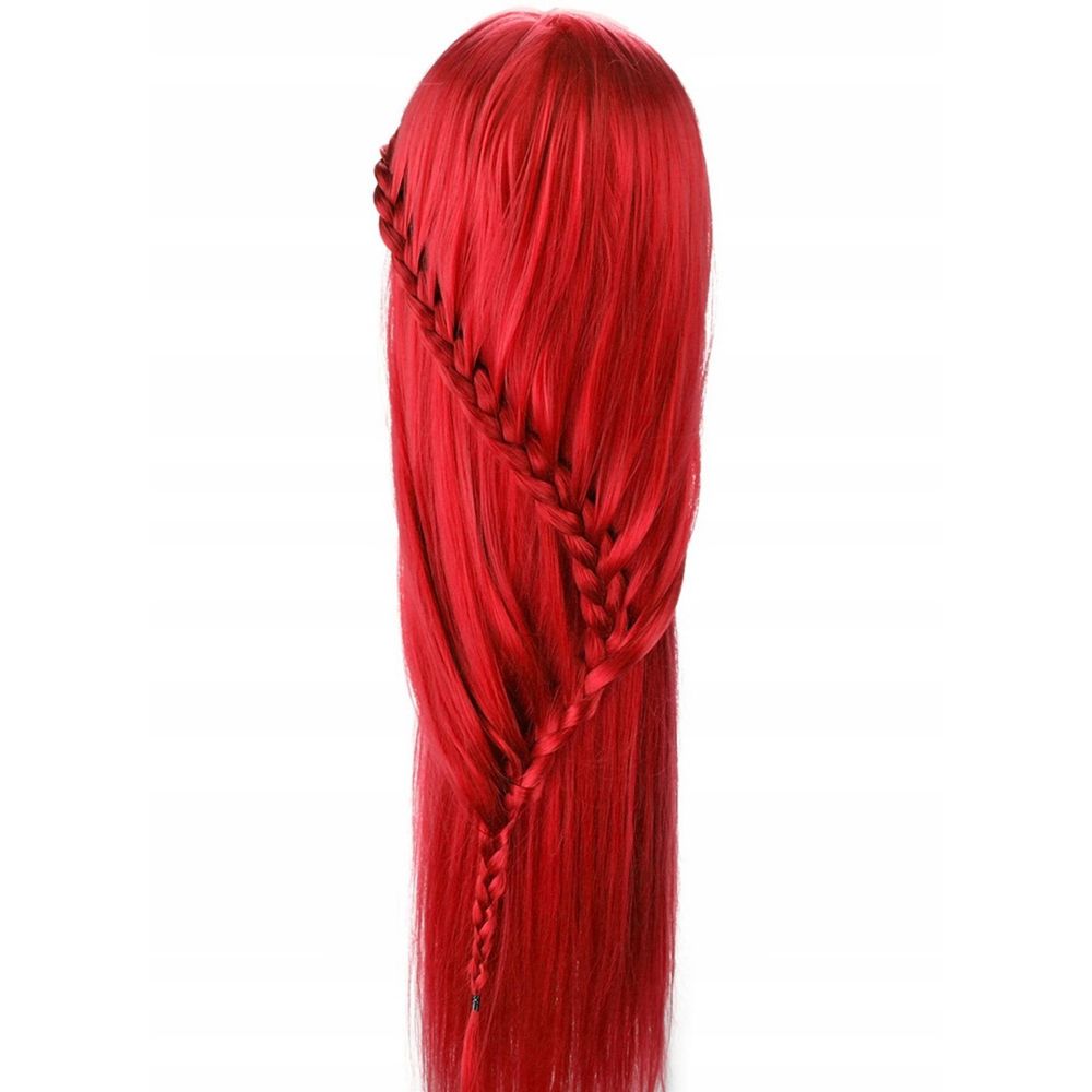 Testa manichino per parrucchieri Iza 80 cm rosso, capelli termici, con morsetto per allenamento e