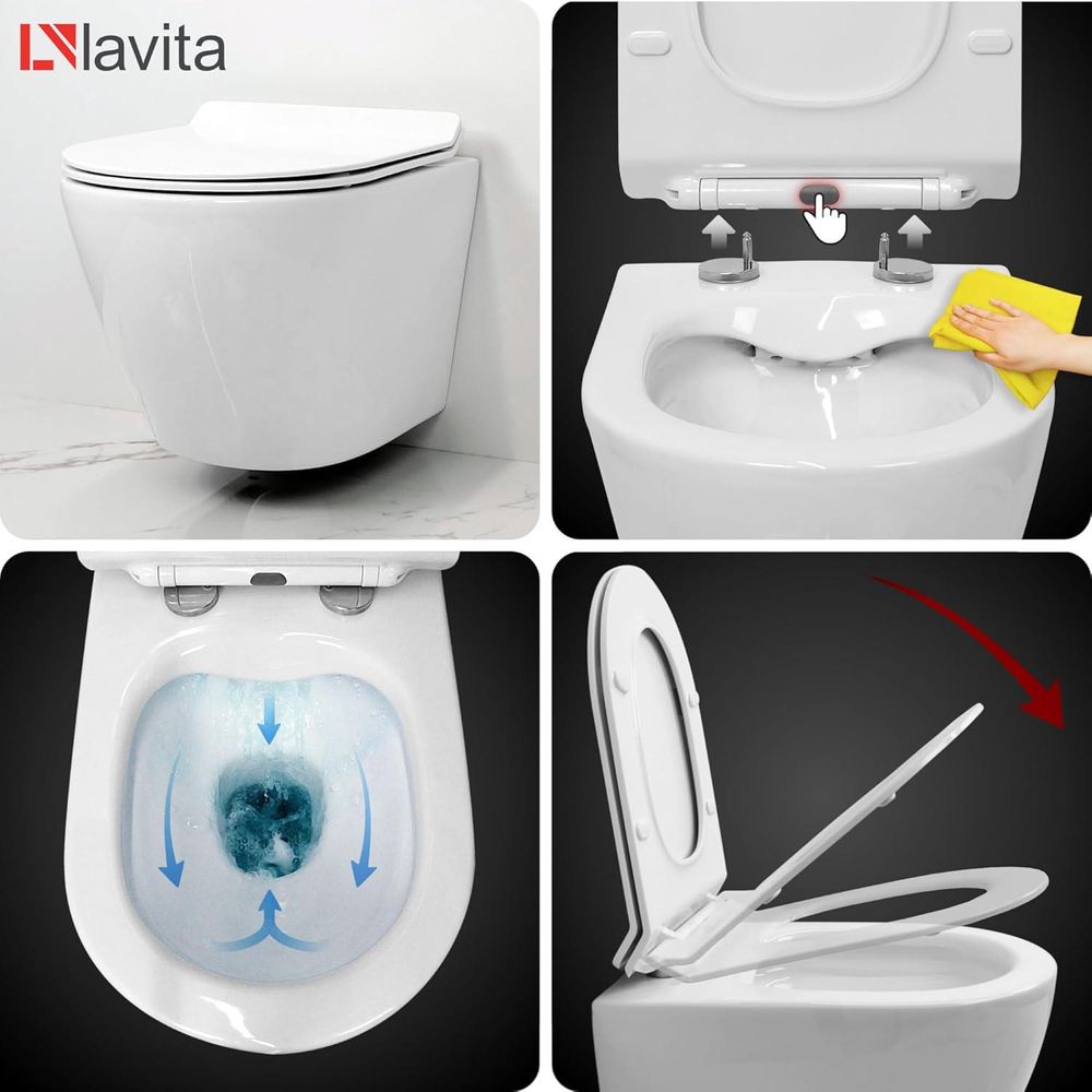 GROHE Vorwandelement Solido + Wand Hänge WC Sogo Slim Weiß Spülrandlos + WC-Sitz SoftClose | Verchromter Knopf | Komplettset | Unterputz Spülkasten | Toilette Komplett Sett