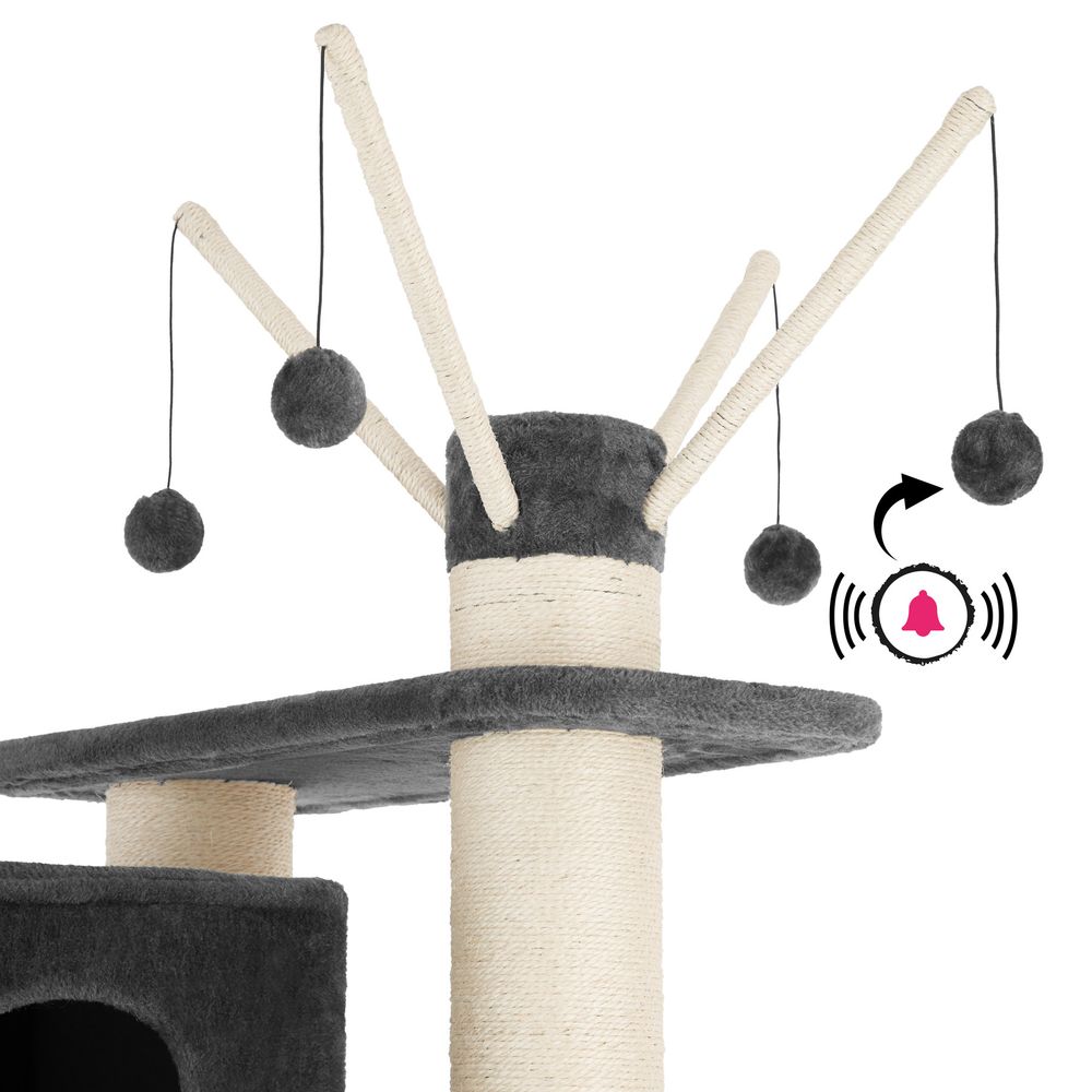 tectake® Kratzbaum Gismo 195 cm inklusive Treppe, 4 Spielbällen und Kippschutz
